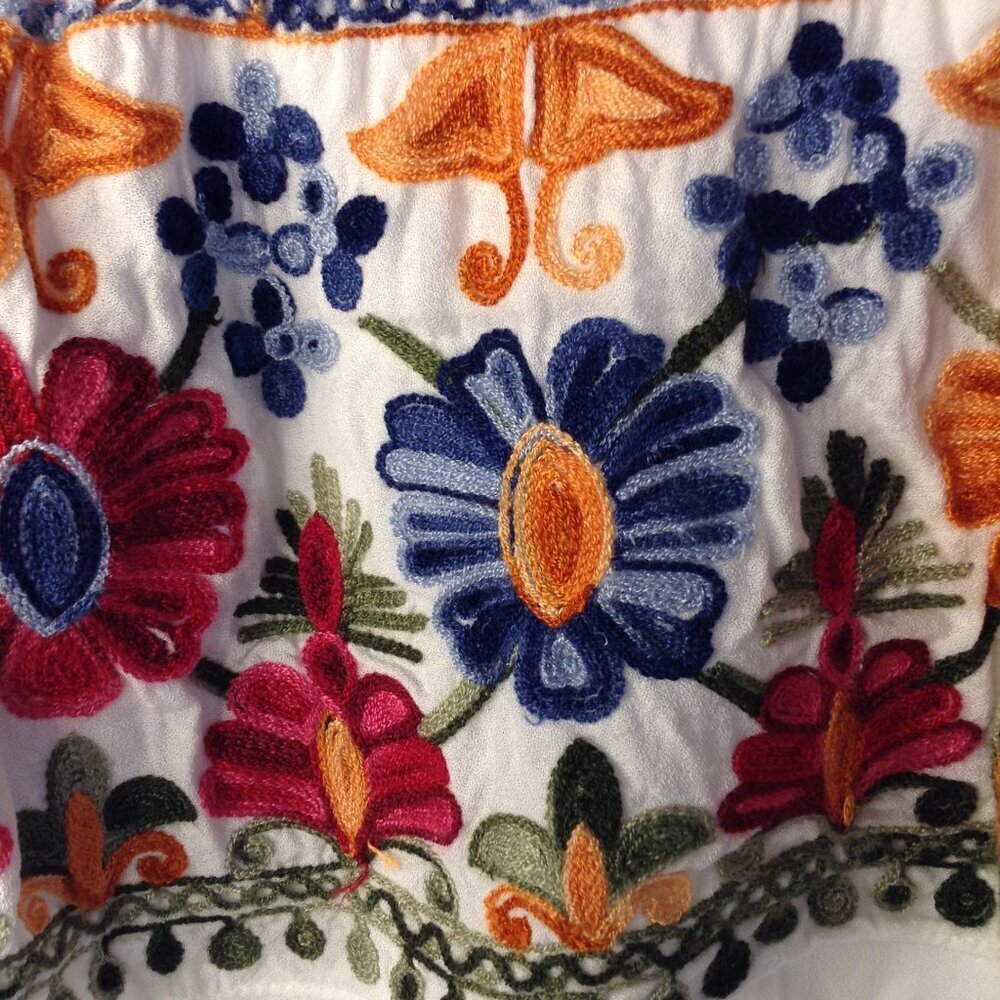 On the Road "L" Crop Mexican Floral off Shoulder Bohemian Inspired Fairycore top - Picture 2 of 6